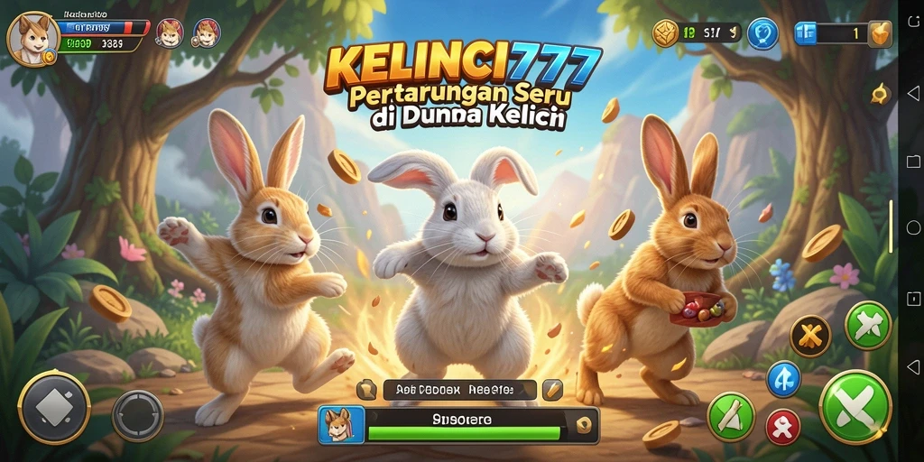 Tampilan gameplay pertarungan intens di KELINCI777.