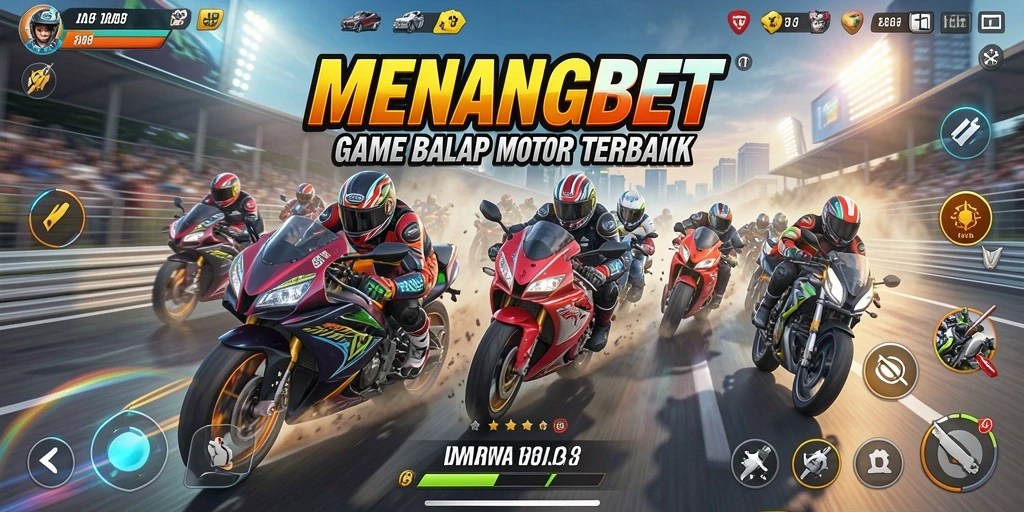 Tampilan seru dari gameplay MENANGBET dengan balapan motor yang menegangkan.